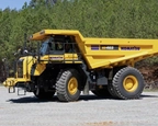 Side of new Mechanical Dump,Top shot of new Komatsu Truck